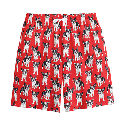 French Bulldog With Glasses Print Cotton Shorts