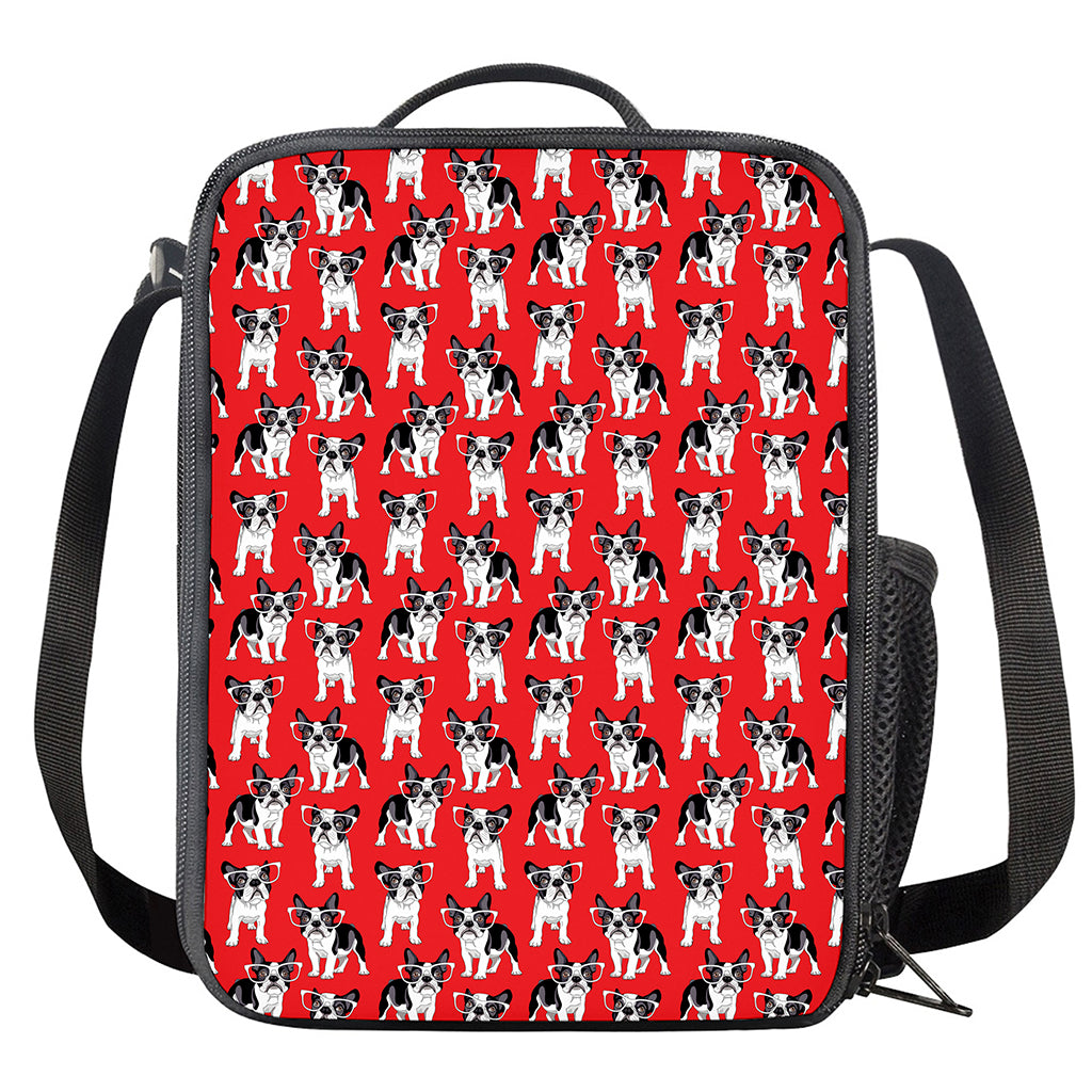 French Bulldog With Glasses Print Crossbody Lunch Bag