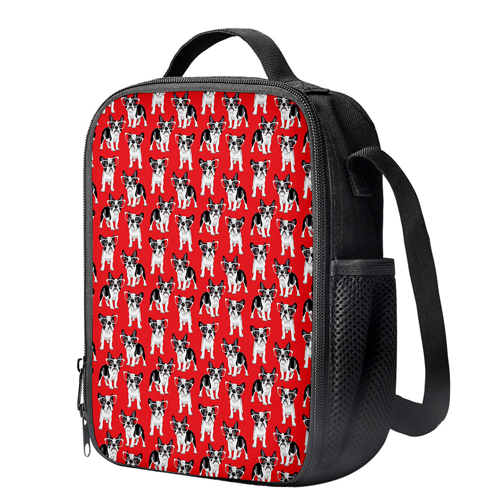 French Bulldog With Glasses Print Crossbody Lunch Bag