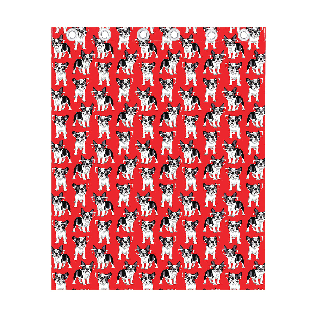 French Bulldog With Glasses Print Curtain