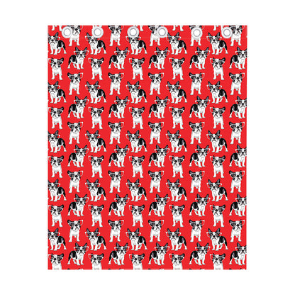 French Bulldog With Glasses Print Curtain