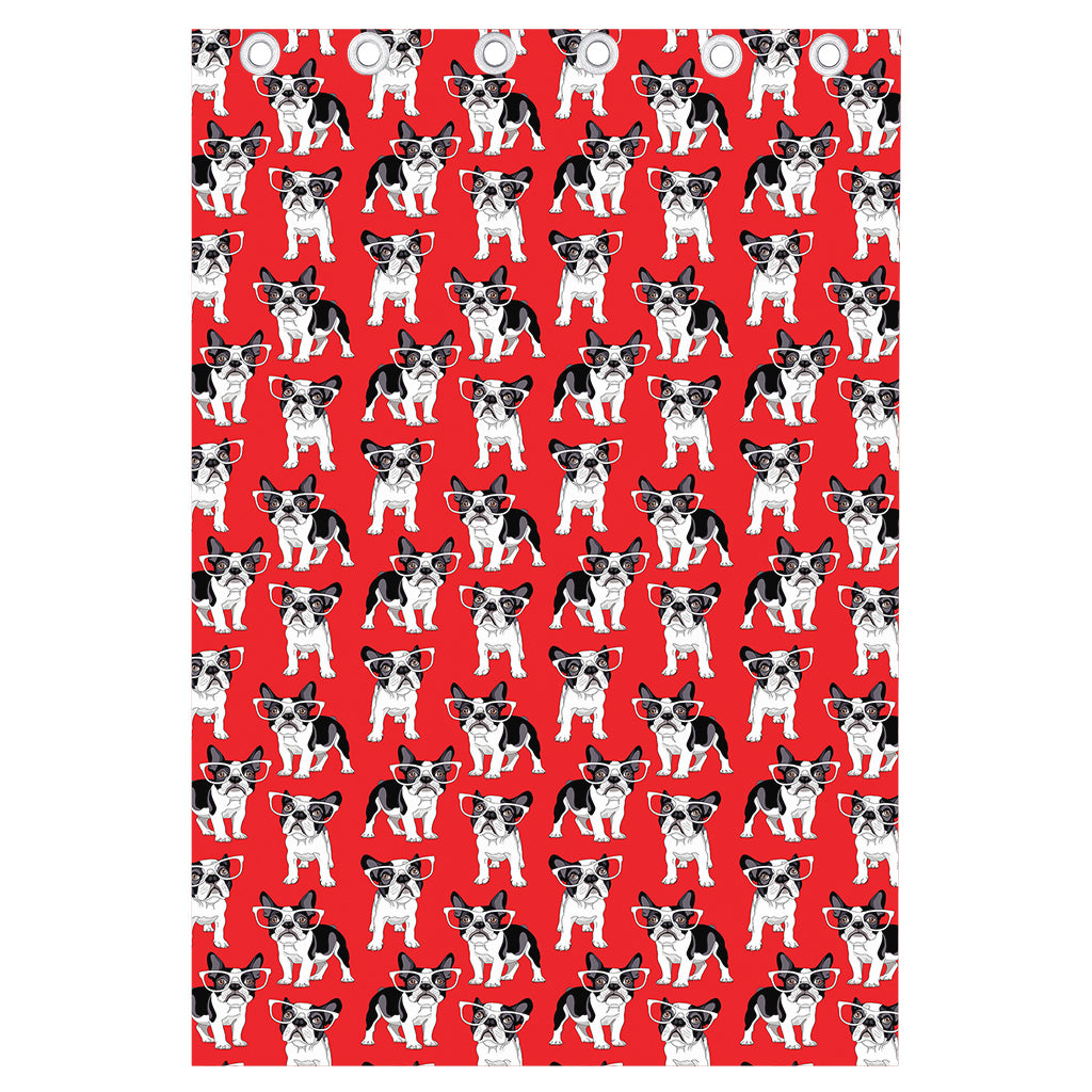 French Bulldog With Glasses Print Curtain