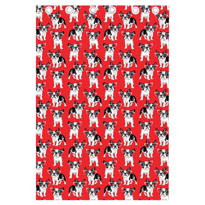 French Bulldog With Glasses Print Curtain