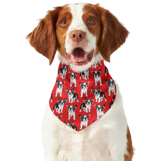 French Bulldog With Glasses Print Dog Bandana