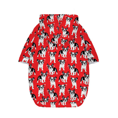 French Bulldog With Glasses Print Dog Zip Up Hoodie