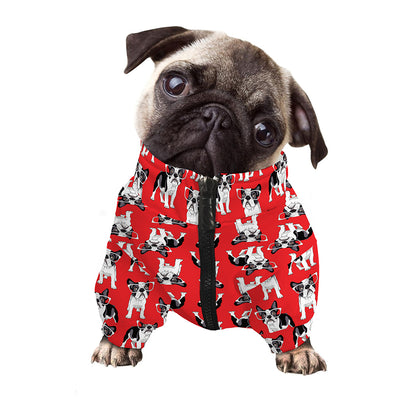 French Bulldog With Glasses Print Dog Zip Up Jacket