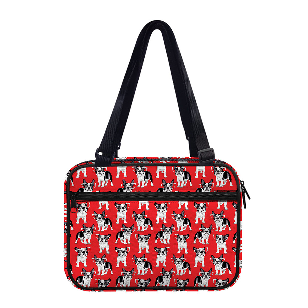 French Bulldog With Glasses Print Double Strap Bible Bag