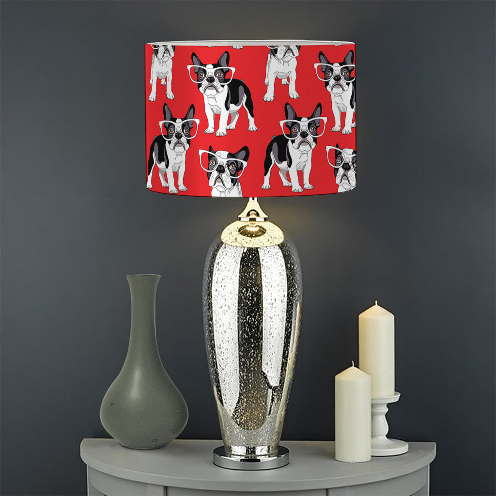 French Bulldog With Glasses Print Drum Lamp Shade