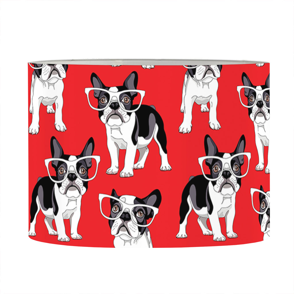 French Bulldog With Glasses Print Drum Lamp Shade