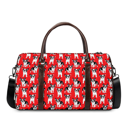 French Bulldog With Glasses Print Duffle Bag