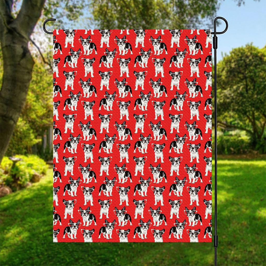 French Bulldog With Glasses Print Garden Flag