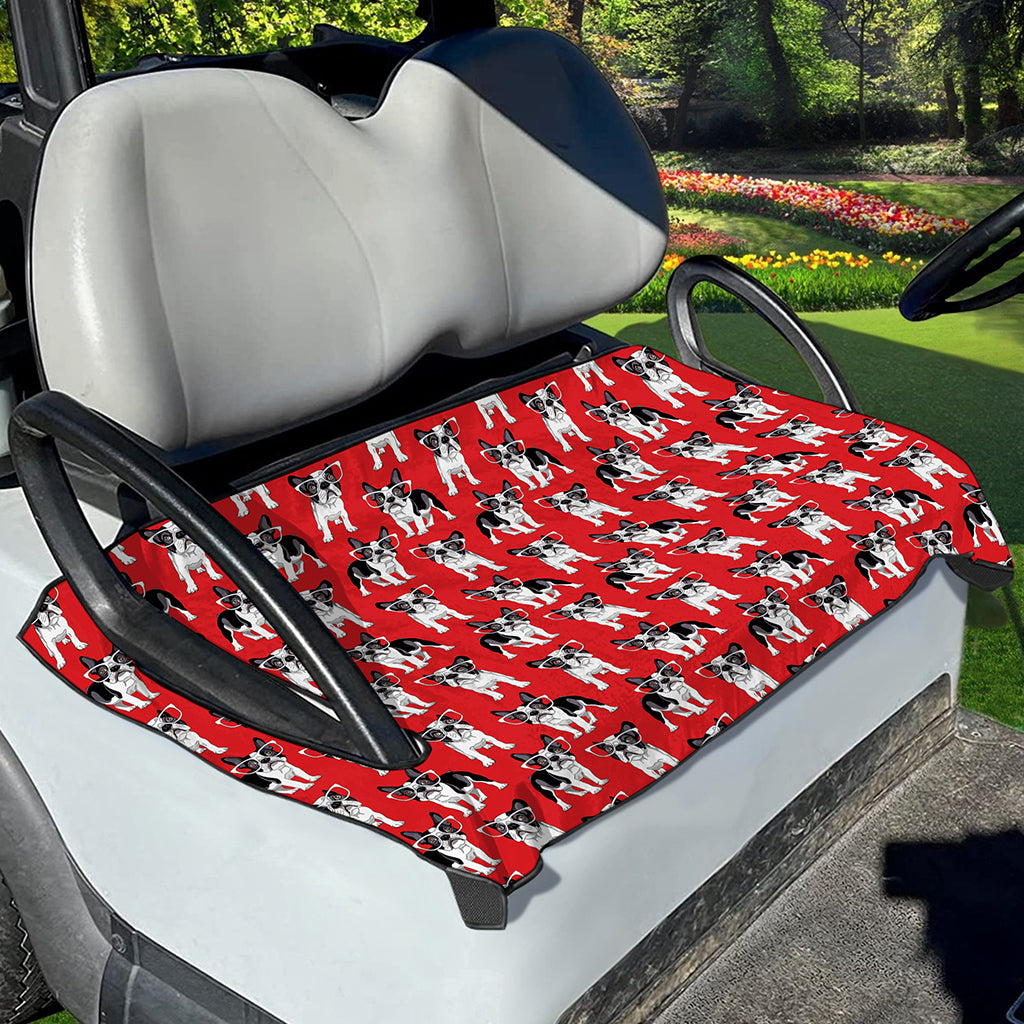 French Bulldog With Glasses Print Golf Cart Seat Cover
