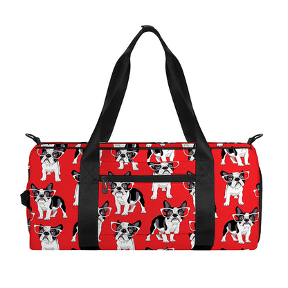 French Bulldog With Glasses Print Gym Bag