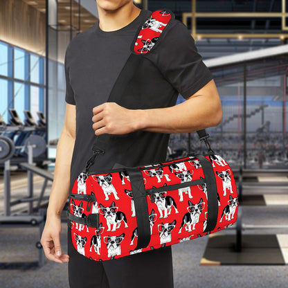 French Bulldog With Glasses Print Gym Bag