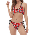French Bulldog With Glasses Print Halter Scoop Tie Side Bikini