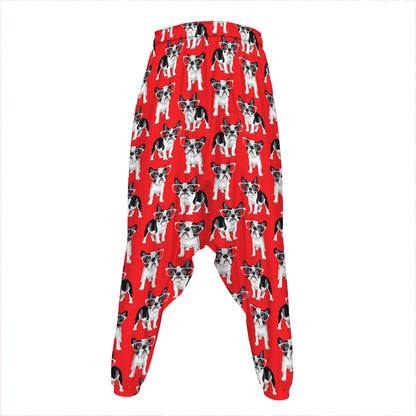 French Bulldog With Glasses Print Hammer Pants