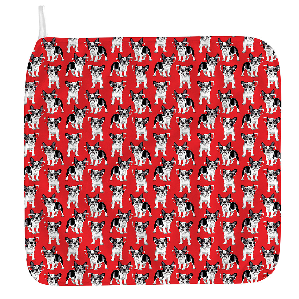 French Bulldog With Glasses Print Hand Towel
