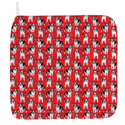 French Bulldog With Glasses Print Hand Towel