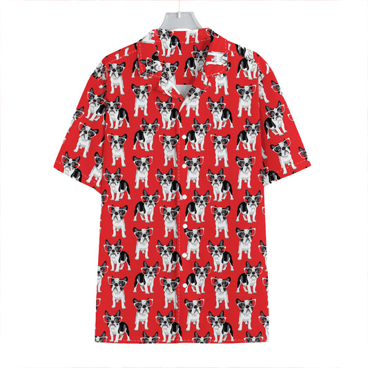 French Bulldog With Glasses Print Hawaiian Shirt
