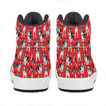 French Bulldog With Glasses Print High Top Leather Sneakers