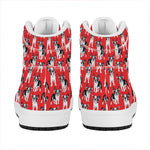 French Bulldog With Glasses Print High Top Leather Sneakers