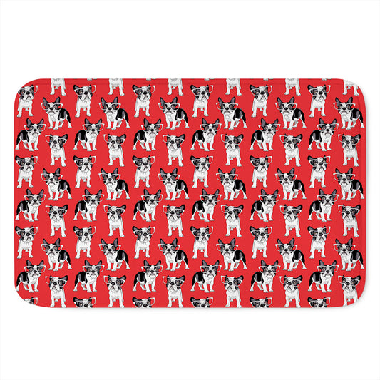 French Bulldog With Glasses Print Indoor Door Mat