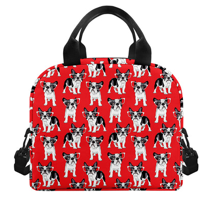 French Bulldog With Glasses Print Insulated Lunch Bag