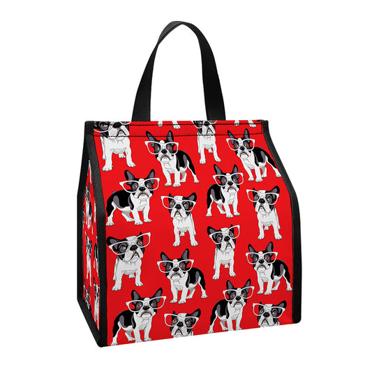 French Bulldog With Glasses Print Insulated Lunch Tote
