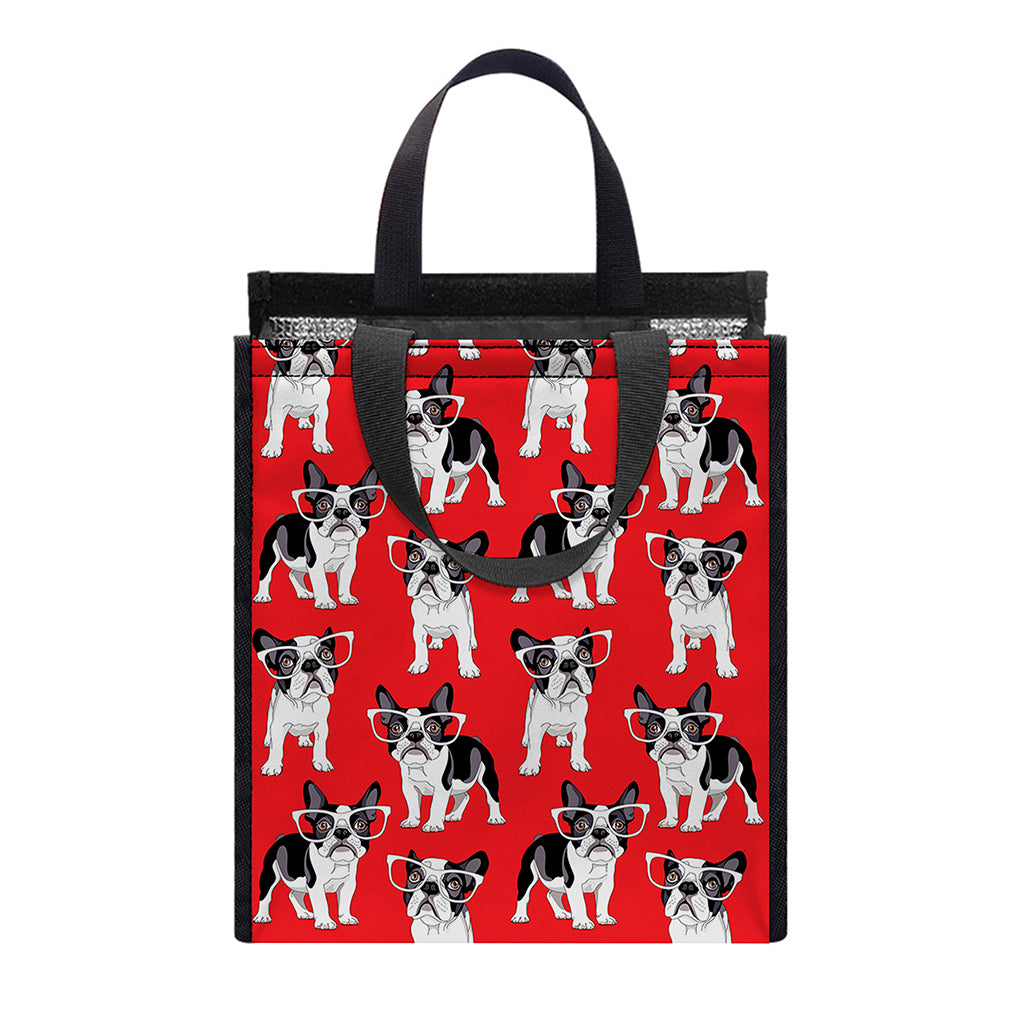 French Bulldog With Glasses Print Insulated Lunch Tote
