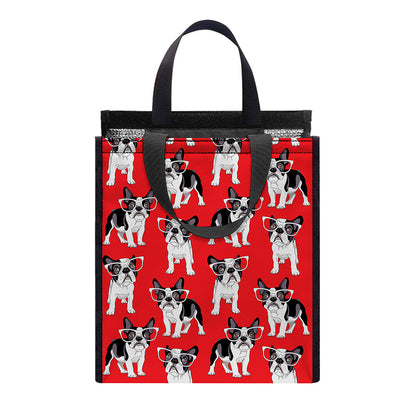 French Bulldog With Glasses Print Insulated Lunch Tote