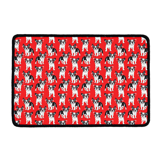French Bulldog With Glasses Print Kitchen Mat