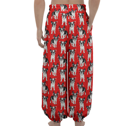 French Bulldog With Glasses Print Lantern Pants