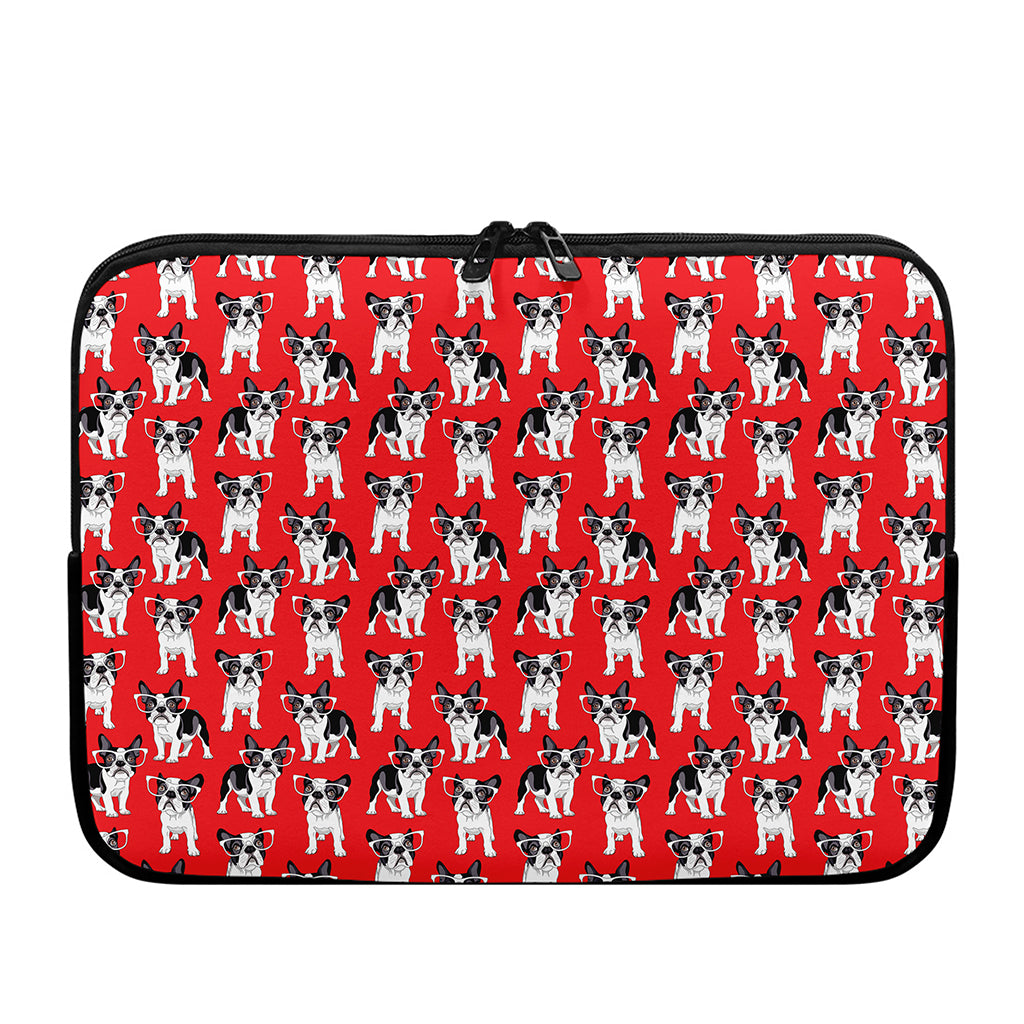 French Bulldog With Glasses Print Laptop Sleeve