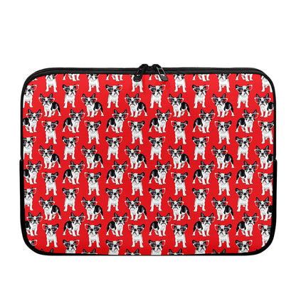 French Bulldog With Glasses Print Laptop Sleeve
