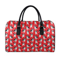 French Bulldog With Glasses Print Leather Duffel Bag