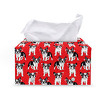 French Bulldog With Glasses Print Leather Tissue Box Cover