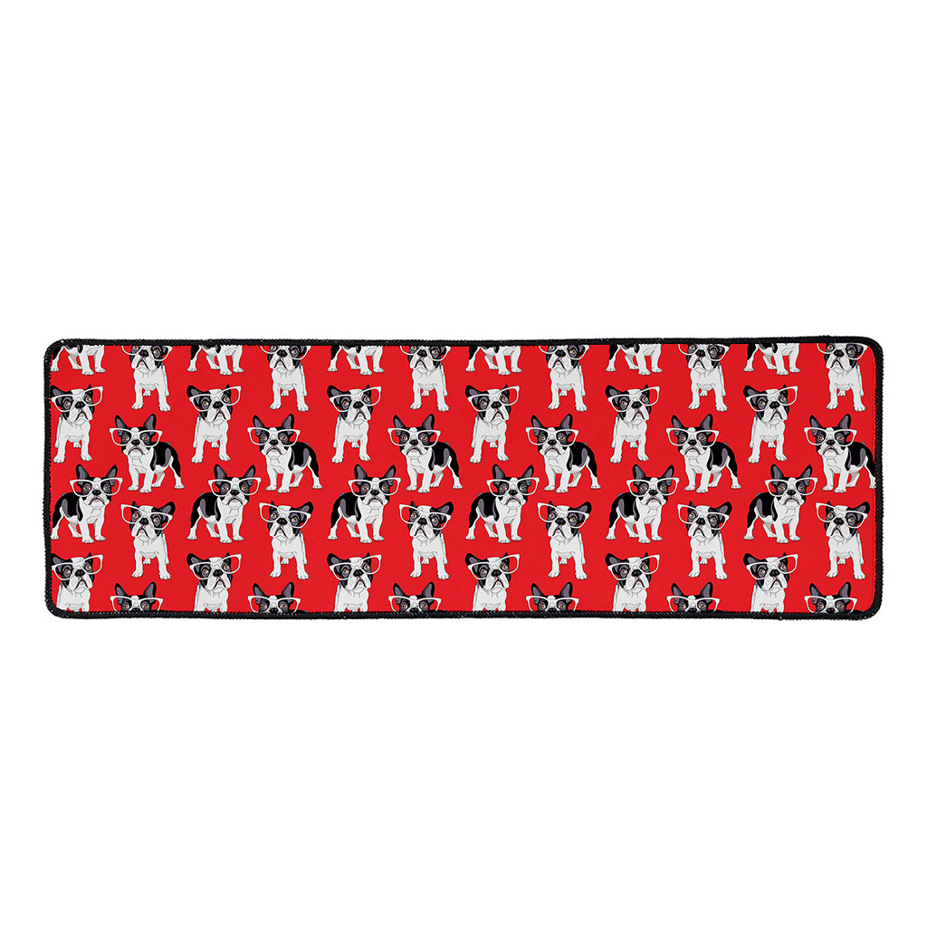 French Bulldog With Glasses Print Long Kitchen Mat