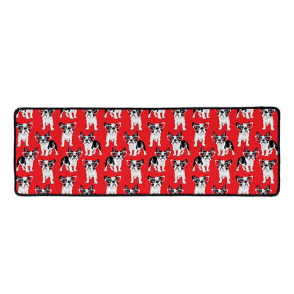 French Bulldog With Glasses Print Long Kitchen Mat