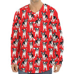 French Bulldog With Glasses Print Long Sleeve Baseball Jersey