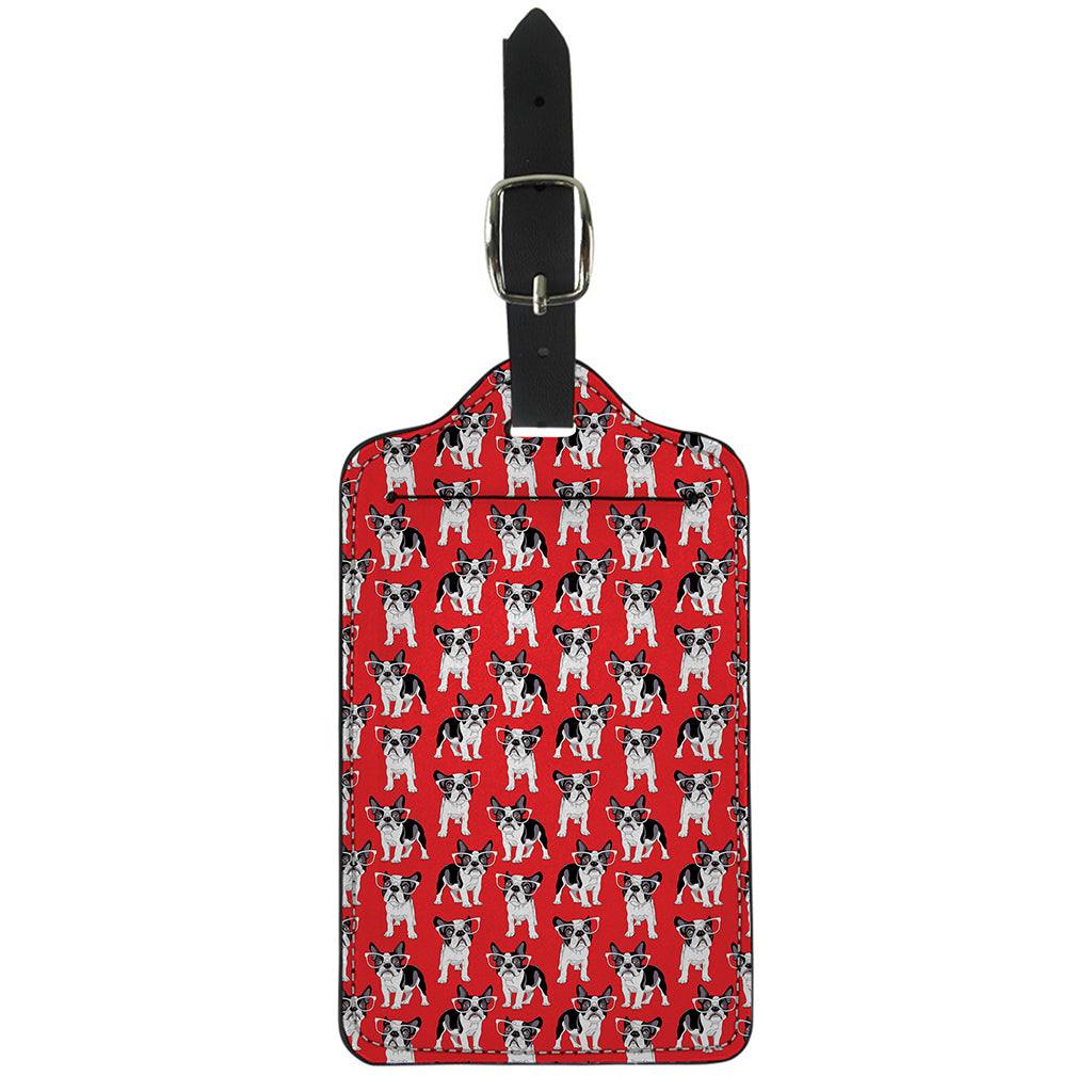 French Bulldog With Glasses Print Luggage Tag