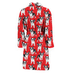 French Bulldog With Glasses Print Men's Bathrobe