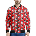 French Bulldog With Glasses Print Men's Bomber Jacket