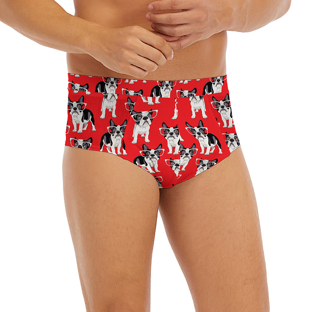French Bulldog With Glasses Print Men's Briefs