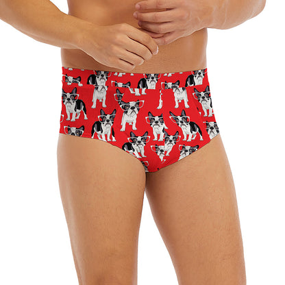 French Bulldog With Glasses Print Men's Briefs