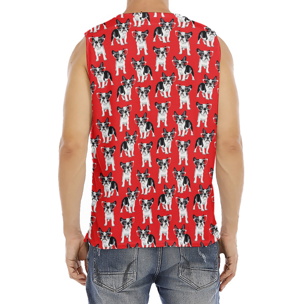 French Bulldog With Glasses Print Men's Fitness Tank Top