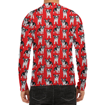 French Bulldog With Glasses Print Men's Long Sleeve Rash Guard