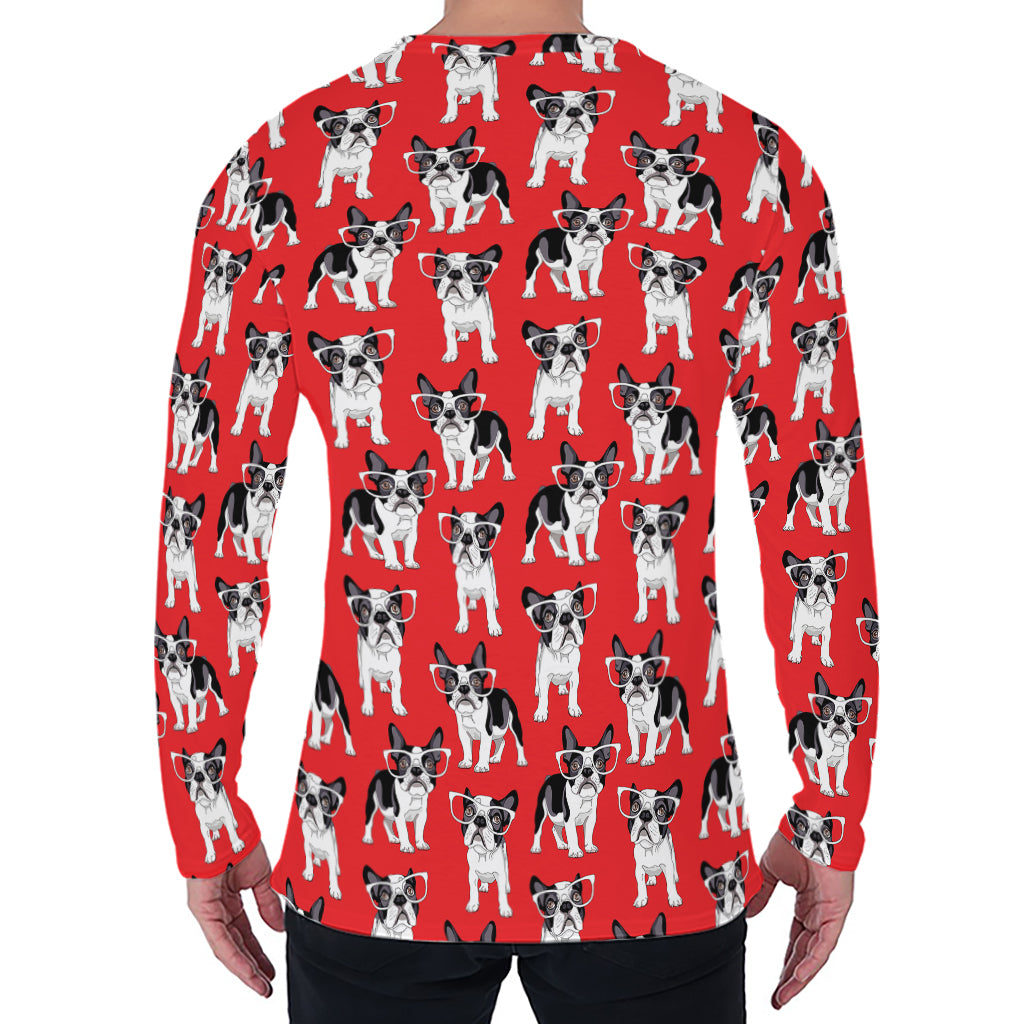 French Bulldog With Glasses Print Men's Long Sleeve T-Shirt