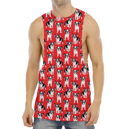 French Bulldog With Glasses Print Men's Muscle Tank Top