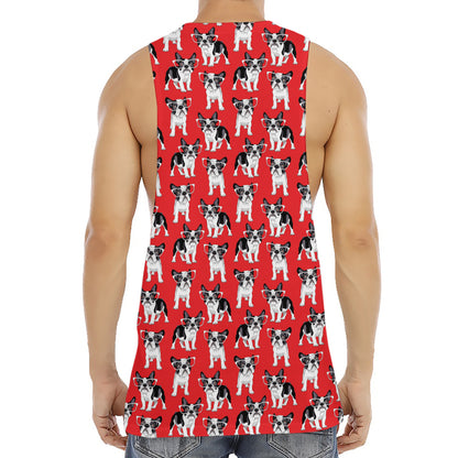 French Bulldog With Glasses Print Men's Muscle Tank Top