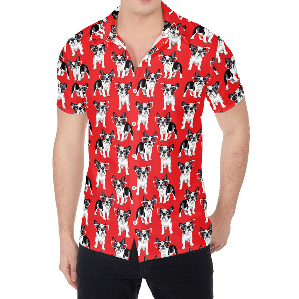 French Bulldog With Glasses Print Men's Shirt
